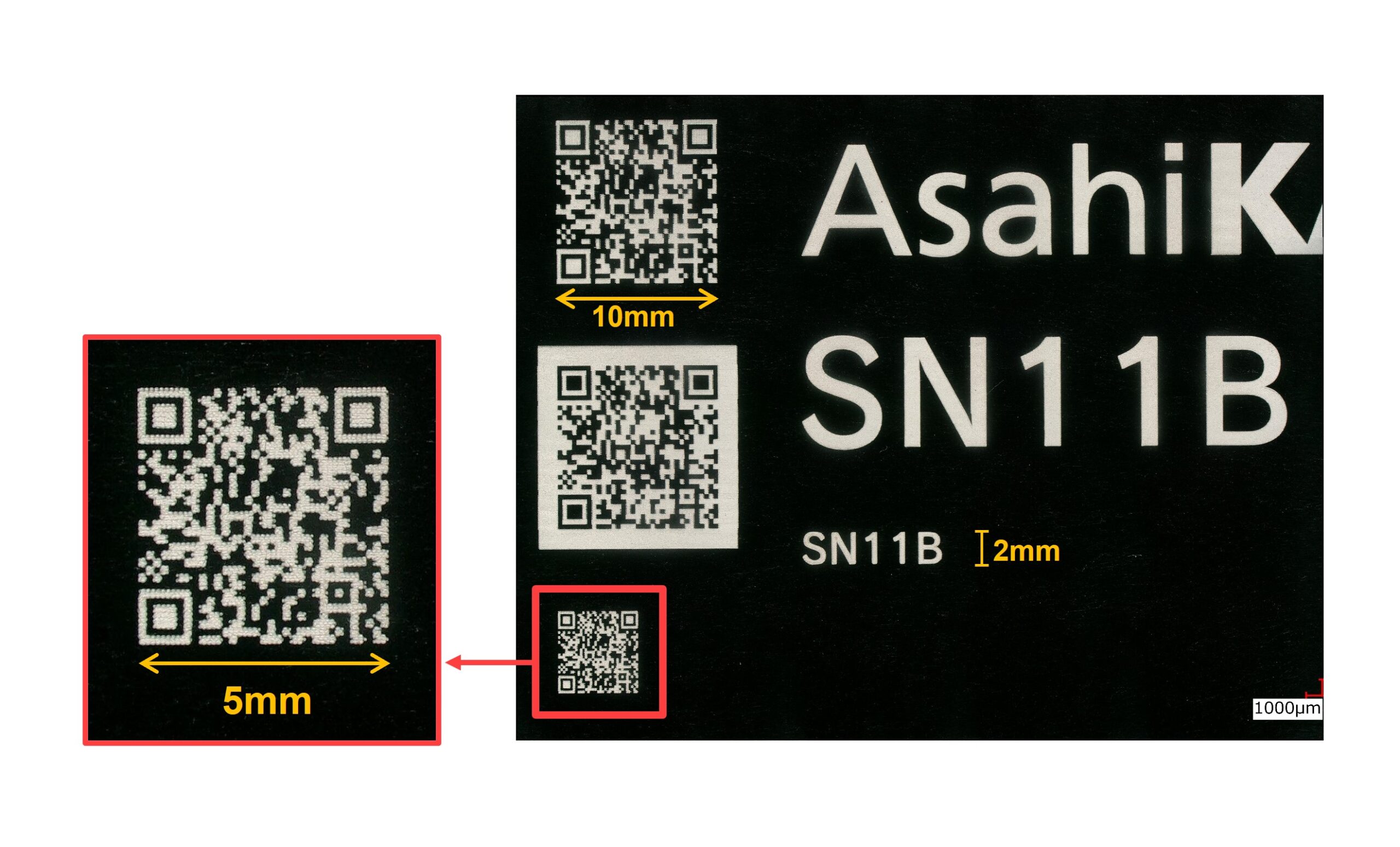 レオナ™SN11B二次元コードレーザー印字例