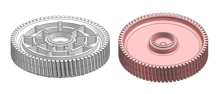 Original component (left) and redesigned component (right)