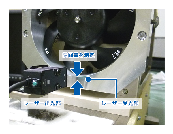 ファンモータ耐久試験装置―サンプルと測定部