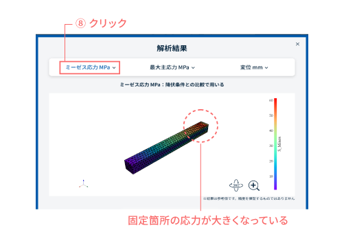 Step 5:結果を見てみる(ミーゼス応力)